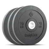 Bodymax Olympic Rubber Bumper Plates - Black Premium Fully Rubber Encased - 5kg to 25kg
