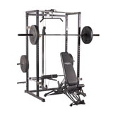 Primal Strength Home Power Rack with Lat Pulldown/Low Row (Matte Black)