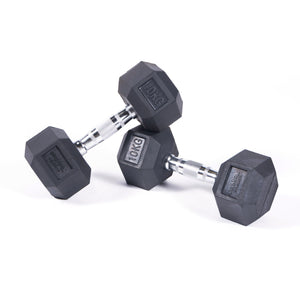 Primal Strength Commercial Rubber Hex Dumbbells 1-50kg (Pairs)